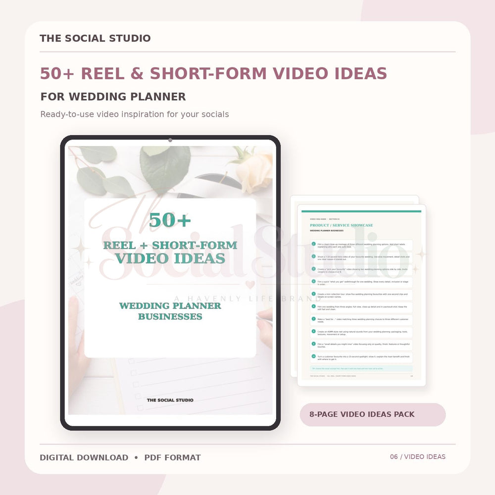 Wedding Planner – Reels & Short-Form Video Ideas Pack | The Social Studio