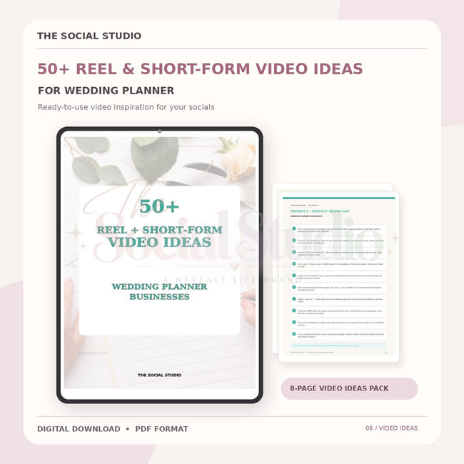 Wedding Planner – Reels & Short-Form Video Ideas Pack | The Social Studio