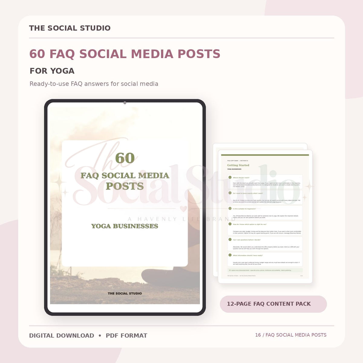 Yoga – FAQ Social Media Post Pack | The Social Studio