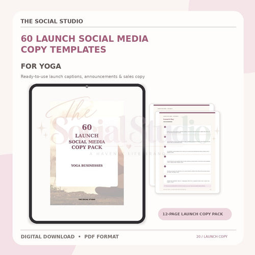 Yoga – Launch Social Media Copy Pack | The Social Studio