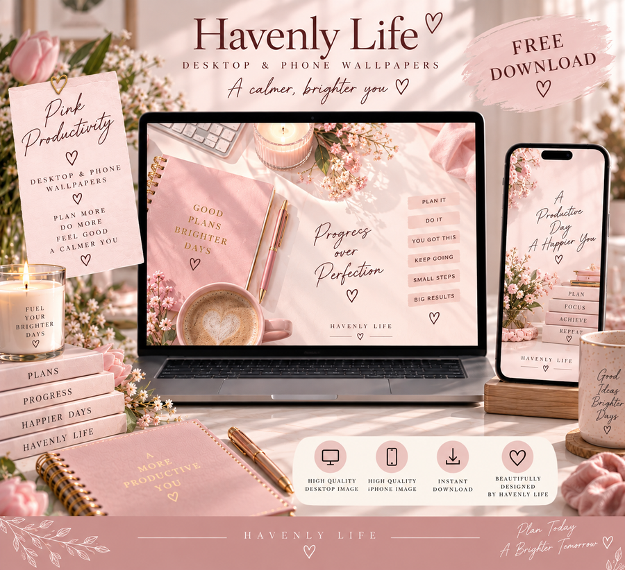 Pink Productivity FREE Desktop & iPhone Wallpaper