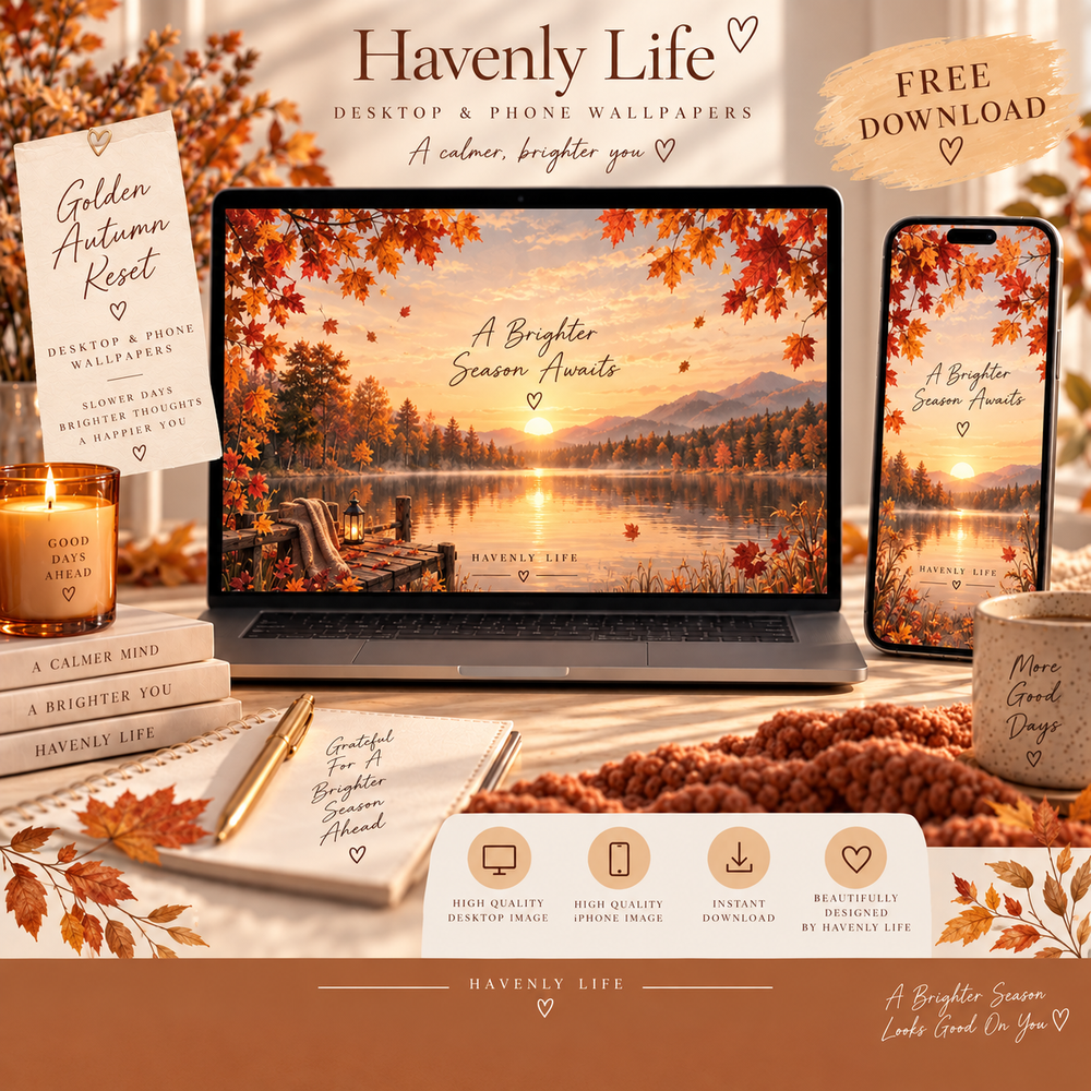 Golden Autumn Reset FREE Desktop & iPhone Wallpaper