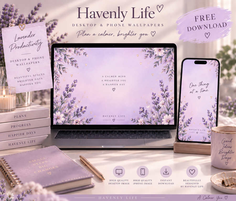 Lavender Productivity FREE Desktop & iPhone Wallpaper